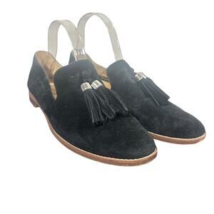 Franco Sarto Black Suede Tassel Loafers Women’s Size 9.5 Slip-On Flats comfort